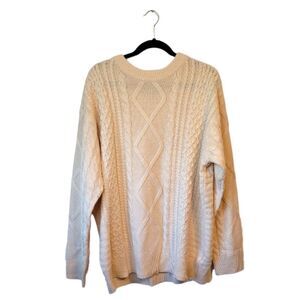 Aelfric Eden Men's Cream Cable Knit Classic Sweater Size XL